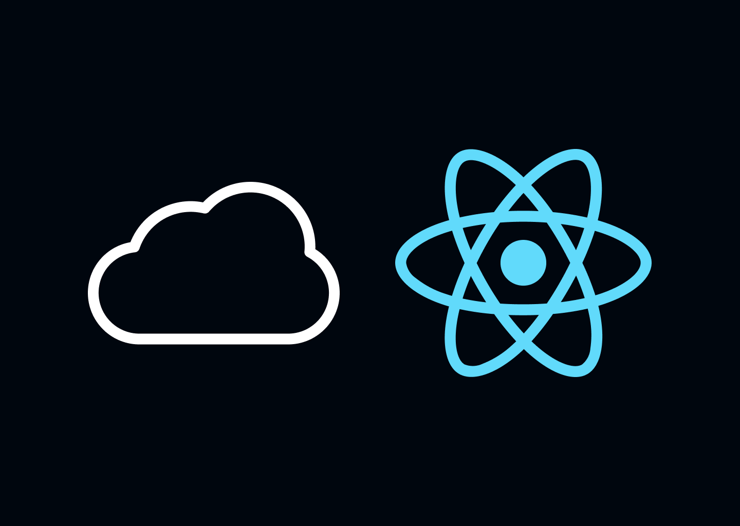 Image of React logo next to cloud icon